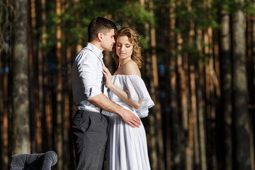 loving couple embraces