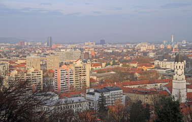 cityscape of Ljubljana, view from the Castle hill