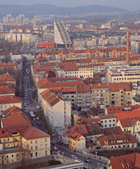 Naklejka na ściany i meble cityscape of Ljubljana, view from the Castle hill
