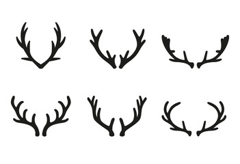Obraz premium Vector deer antlers black icons set.