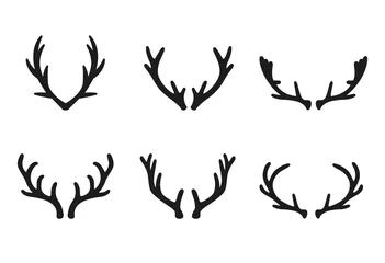 Foto op Plexiglas Vector deer antlers black icons set. © nadia1992