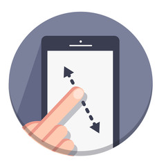 vector flat round icons with a finger and a mobile device with g