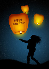 Obraz premium flying lanterns for New Year