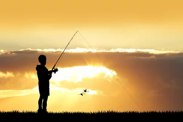 Poster fisherman at sunset © adrenalinapura