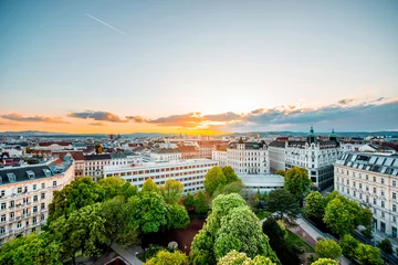 Foto op Canvas Panoramic cityscape view on Vienna city on the sunset in Austria © rh2010