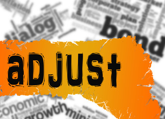 Word cloud with adjust word on yellow and red banner