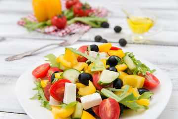 Greek salad top view