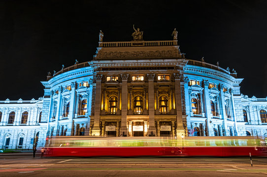 The Burgtheater (Imperial Court Theater) at night
