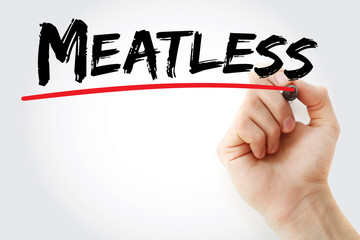 Hand writing Meatless with marker, concept background