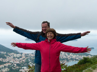 Fototapeta na wymiar Senior couple having fun in Dubrovnik, Croatia