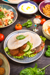 Table served with middle eastern traditional dishes