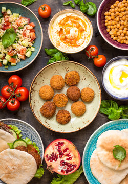 Table served with middle eastern traditional dishes