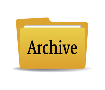 Isolated yellow folder with the word archive written with black letters