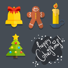 Set of Christmas icons in flat style