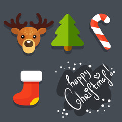 Set of Christmas icons in flat style