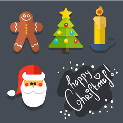 Set of Christmas icons in flat style