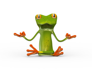 3d frog in zen yoga position
