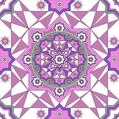 Decorative seamless pattern with round vintage frames arabic