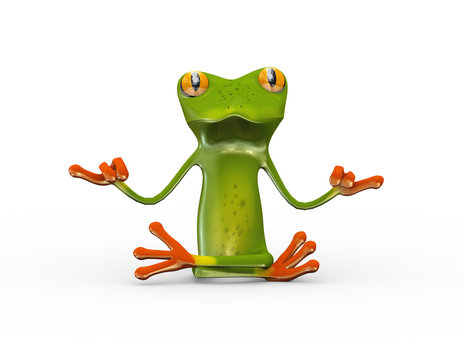 3d frog in zen yoga position