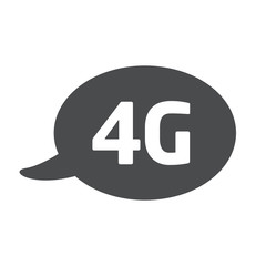 Flat vector icon with a bubble and a message 4g
