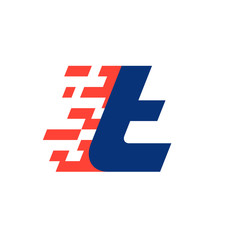 T letter with abstract checkered flag