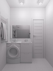 3D illustration of a bathroom in a modern style.