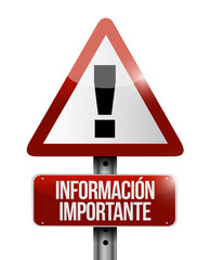 important information warning Spanish sign