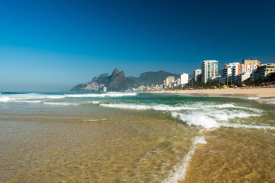 Low Waves on the Sand of Ipanema Beach in Rio de Janeiro