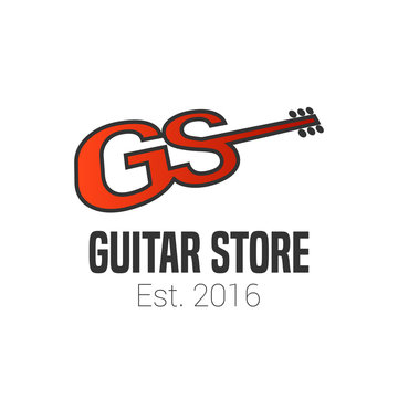 Guitar shop vector logo