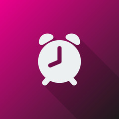 White Alarm Clock icon on pink background