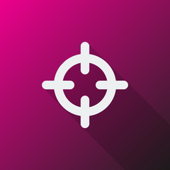 White Scope icon on pink background