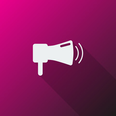 White Megaphone icon on pink background
