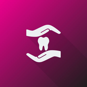 White Dental Care icon on pink background