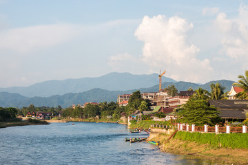 River at the village of Vang Vien on Laos