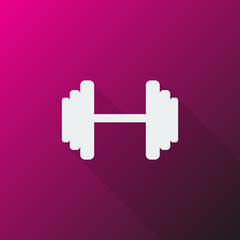 Obraz premium White Dumbbell icon on pink background