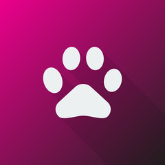 White Paw Print icon on pink background