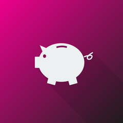 White Piggy Bank icon on pink background