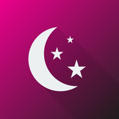 White Moon And Stars icon on pink background