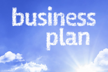 Business Plan cloud word with a blue sky