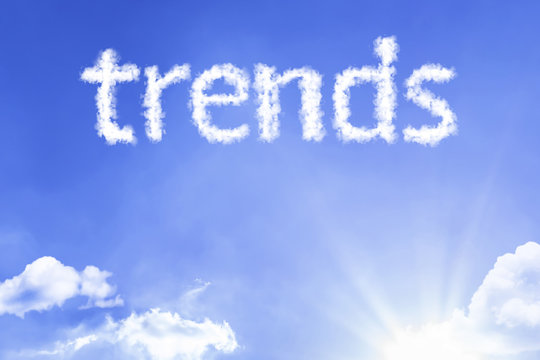 Trends cloud word with a blue sky