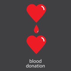 Blood donation. Blood transfusion. Vector conceptual illustration of blood donation from heart to heart.