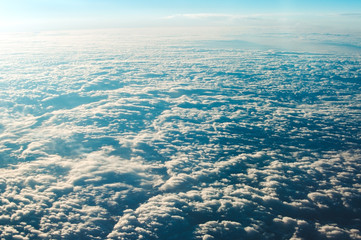 blue sky clouds view from aircraft airplane