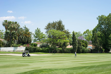 Golf course with players
