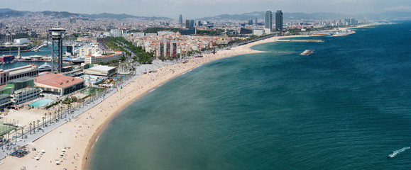 Barcelona beach aerial view