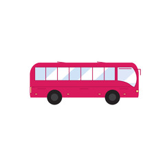 Bus. Icon bus in flat style. Pink bus.
