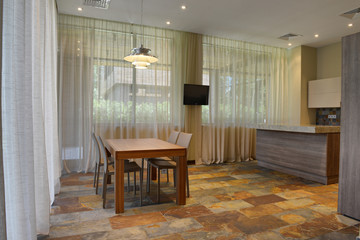 the interior of the kitchen