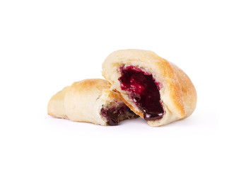 fresh baked croissant French brioche filled with berries jam
