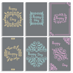 Set cards frame, monogram linear emblem