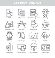 Icon set for mobile application development.