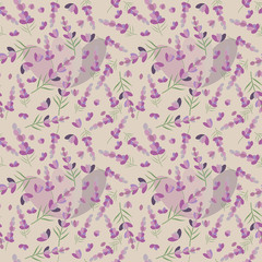 Fototapeta premium Seamless pattern of lavender flowers; editable color background.